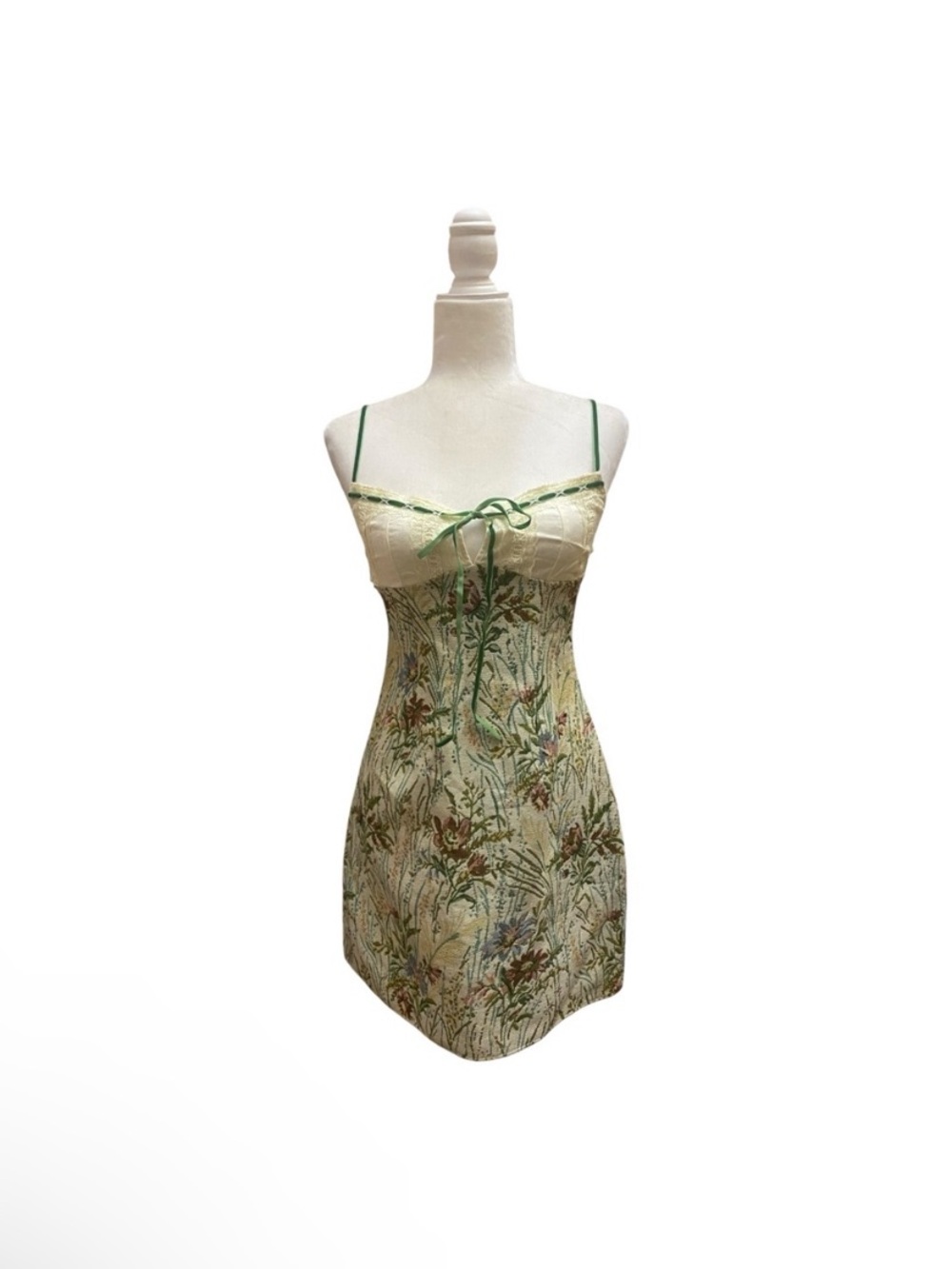 Cider Womens Jacquard Tapestry Floral Mini Dress Cottage Core